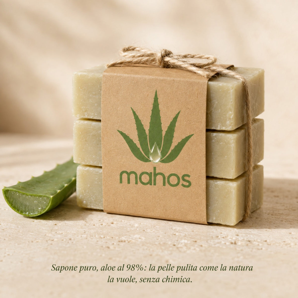 MAHOS sapone artigianale all'Aloe Vera confezione da tre