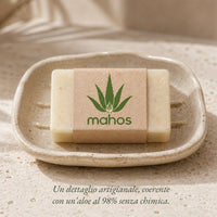 MAHOS sapone Aloe Vera con portasapone in ceramica artigianale